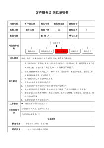 4S店品牌项目部服务员岗位说明书