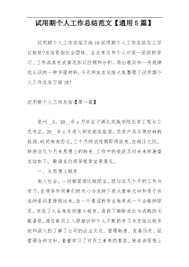 试用期个人工作总结范文【通用5篇】