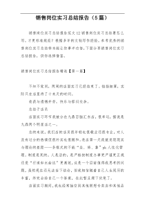 销售岗位实习总结报告（5篇）