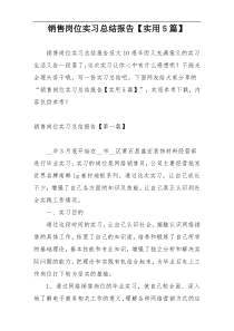 销售岗位实习总结报告【实用5篇】