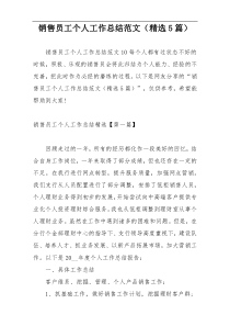 销售员工个人工作总结范文（精选5篇）
