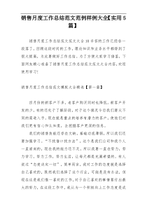 销售月度工作总结范文范例样例大全【实用5篇】