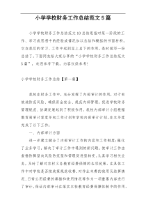 小学学校财务工作总结范文5篇