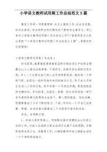 小学语文教师试用期工作总结范文5篇