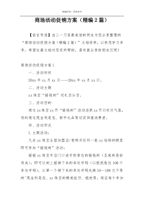 商场活动促销方案（精编2篇）