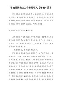 学校消防安全工作总结范文【精编5篇】