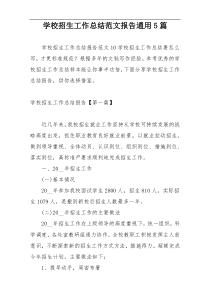 学校招生工作总结范文报告通用5篇