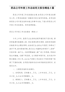 药品公司年度工作总结范文报告精选5篇
