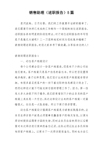 销售助理（述职报告）5篇