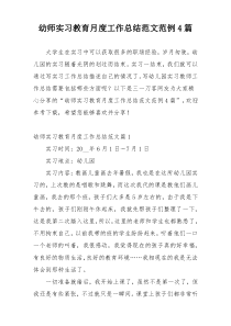 幼师实习教育月度工作总结范文范例4篇