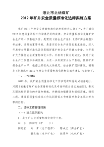 XXXX年度安全质量标准化达标实施方案