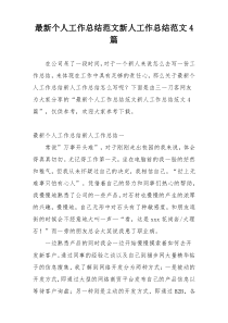 最新个人工作总结范文新人工作总结范文4篇
