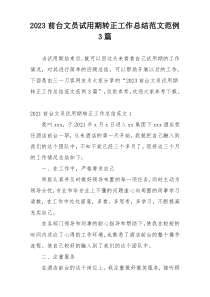 2023前台文员试用期转正工作总结范文范例3篇