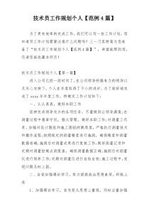 技术员工作规划个人【范例4篇】
