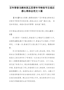 百年青春当燃有我五四青年节特别节目观后感心得体会范文5篇