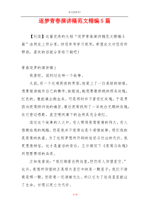 逐梦青春演讲稿范文精编5篇