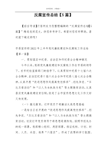 反腐宣传总结【5篇】
