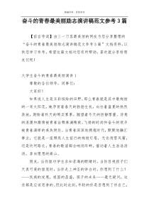 奋斗的青春最美丽励志演讲稿范文参考3篇