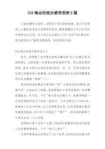315晚会的观后感受范例5篇