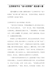 五四特别节目“奋斗的青春”观后感5篇