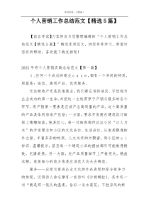 个人营销工作总结范文【精选5篇】