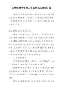 区域经理年年度工作总结范文计划3篇