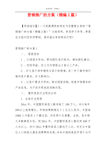 营销推广的方案（精编2篇）