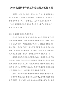2023电话销售年终工作总结范文范例3篇