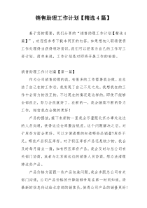 销售助理工作计划【精选4篇】