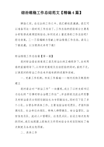 综治维稳工作总结范文【精编4篇】