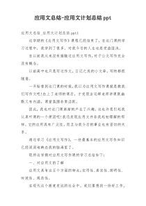应用文总结-应用文计划总结ppt