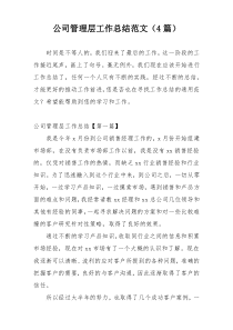 公司管理层工作总结范文（4篇）
