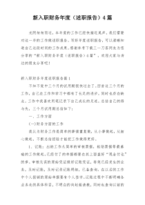 新入职财务年度（述职报告）4篇