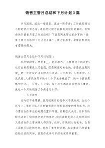 销售主管月总结和下月计划3篇