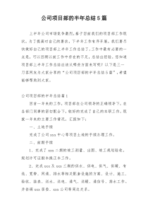 公司项目部的半年总结5篇
