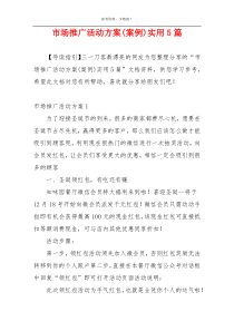 市场推广活动方案(案例)实用5篇