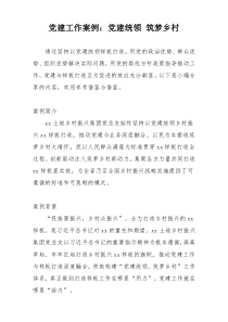 党建工作案例：党建统领 筑梦乡村