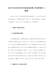 2023年社区党支部书记抓基层党建工作述职报告（二篇稿）