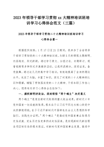 2023年领导干部学习贯彻xx大精神培训班培训学习心得体会范文（三篇）