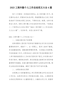2023工商外勤个人工作总结范文大全4篇