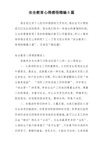 安全教育心得感悟精编5篇