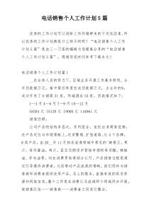 电话销售个人工作计划5篇