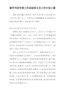 新华书店年度工作总结范文及工作计划3篇
