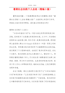 暑期社会实践个人总结（精编3篇）