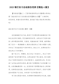 2023银行实习总结报告范例【精选4篇】