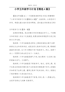 小学五年级学习计划【精选4篇】