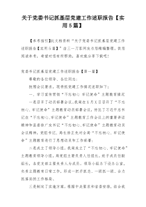 关于党委书记抓基层党建工作述职报告【实用5篇】