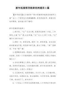 新年祝福领导致辞范例通用3篇