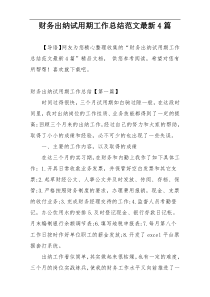 财务出纳试用期工作总结范文最新4篇