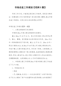 市场总监工作规划【范例5篇】